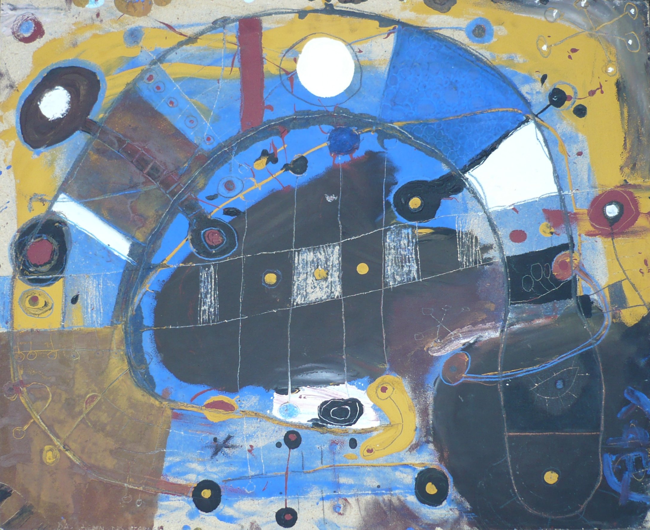 17, Das Ziehen des Sterns, 68 x 92 cm, Gouache auf Holz, 1997