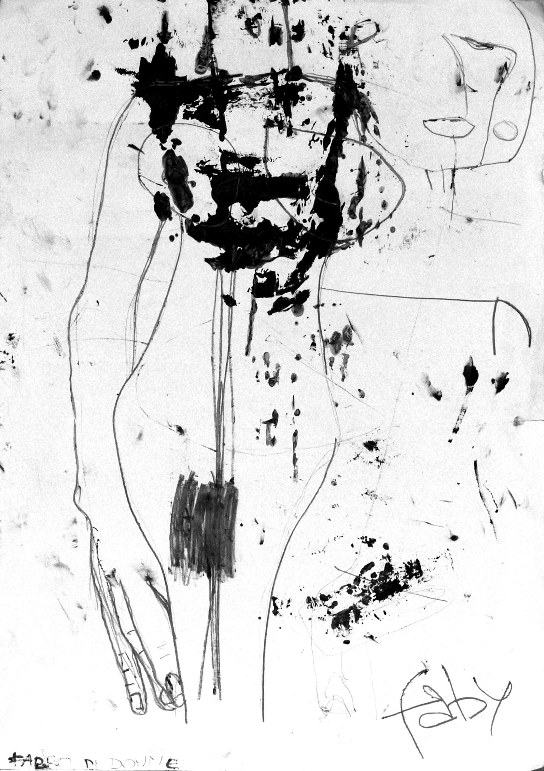 19, Fabbro di donne, 87 x 36 cm, Gouache auf Pappe, 1997-2500