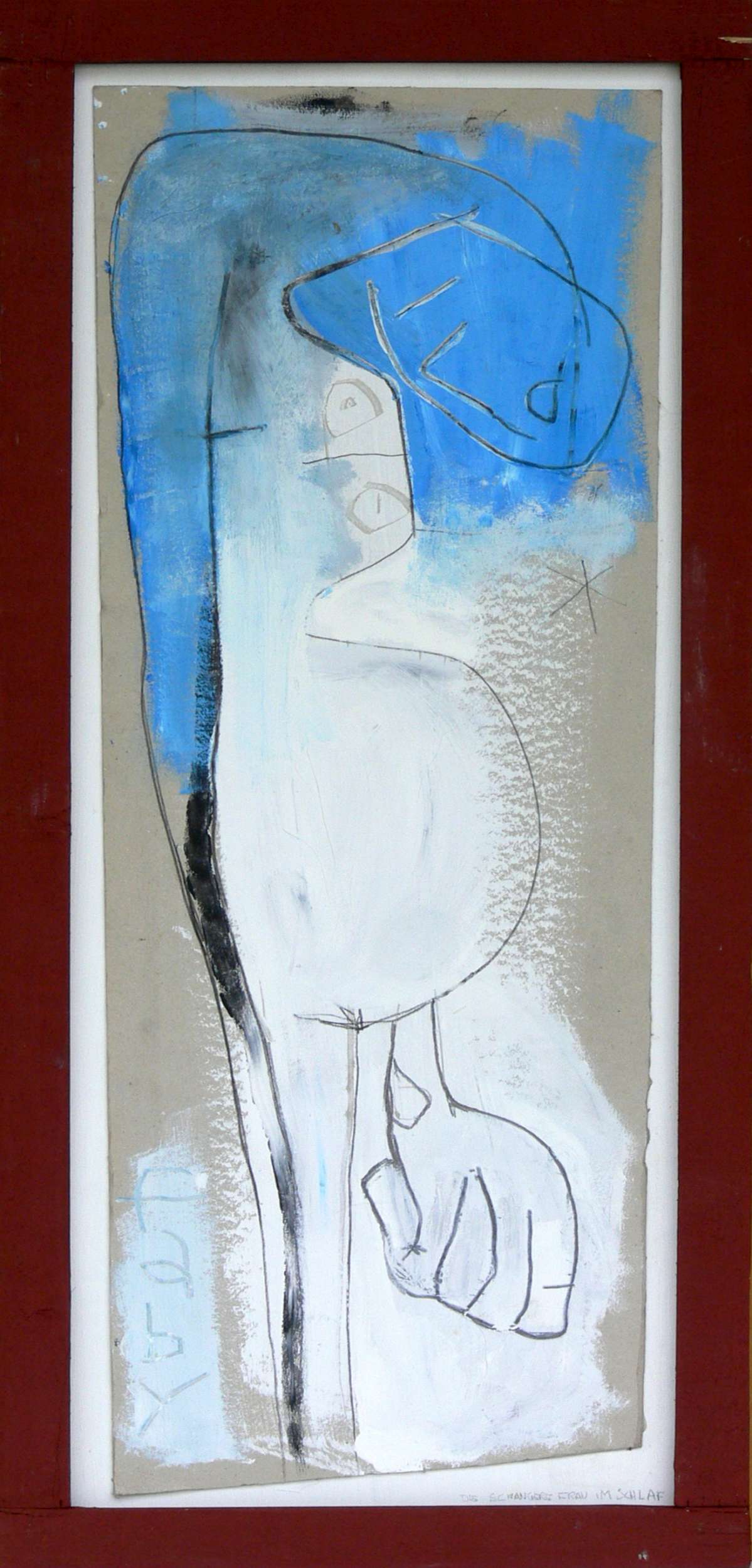 20, Die schwangere Frau im Schlaf, 87 x 36 cm, Gouache auf Pappe, 1997-2500
