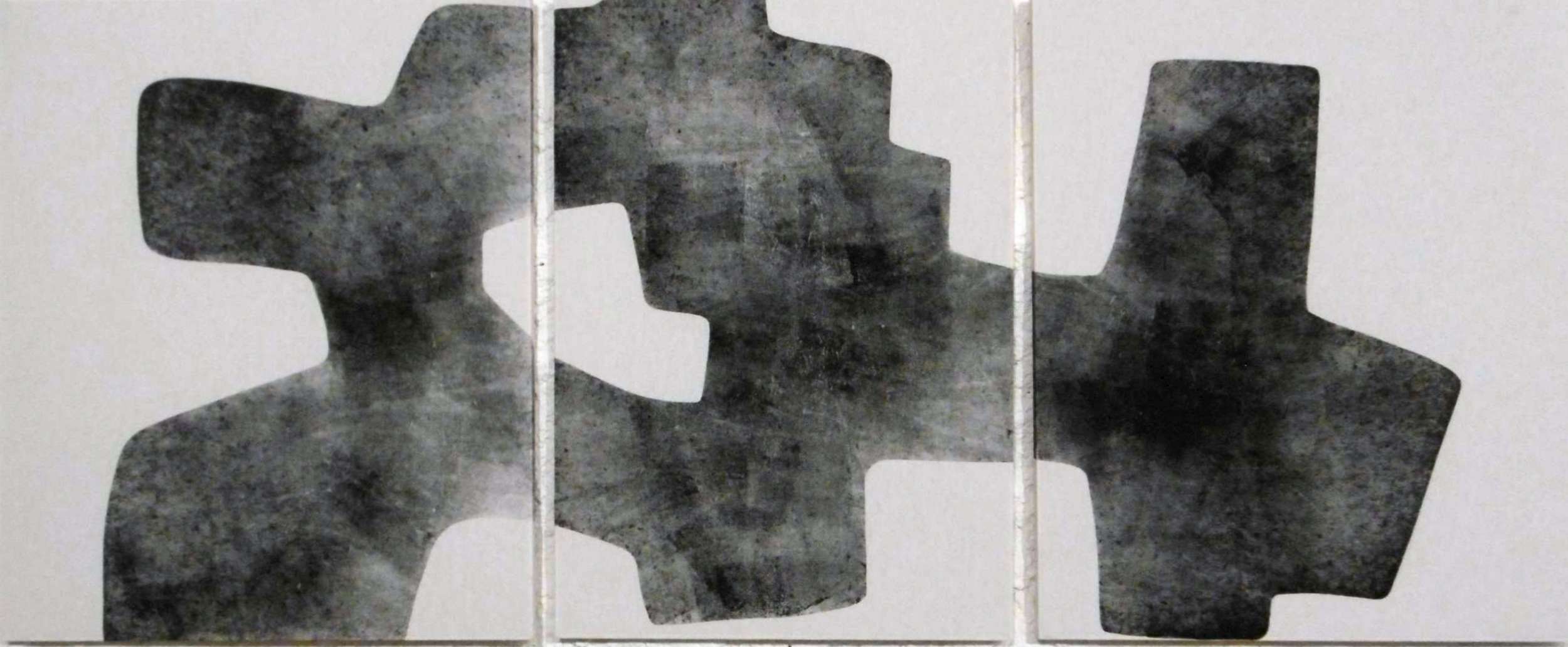 655, fragmentarisch Triptychon , 97 x 235 cm, Holzschnitt auf Leinwand  silografia su tela, 10-18-2500