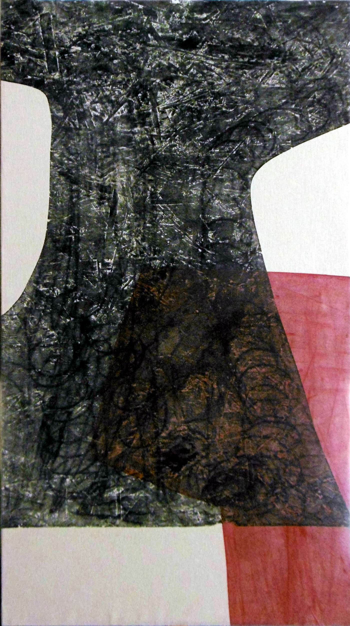 709, Im Schatten, 137 x 71 cm, Holzschnitt auf Stoff, 6-20-2500
